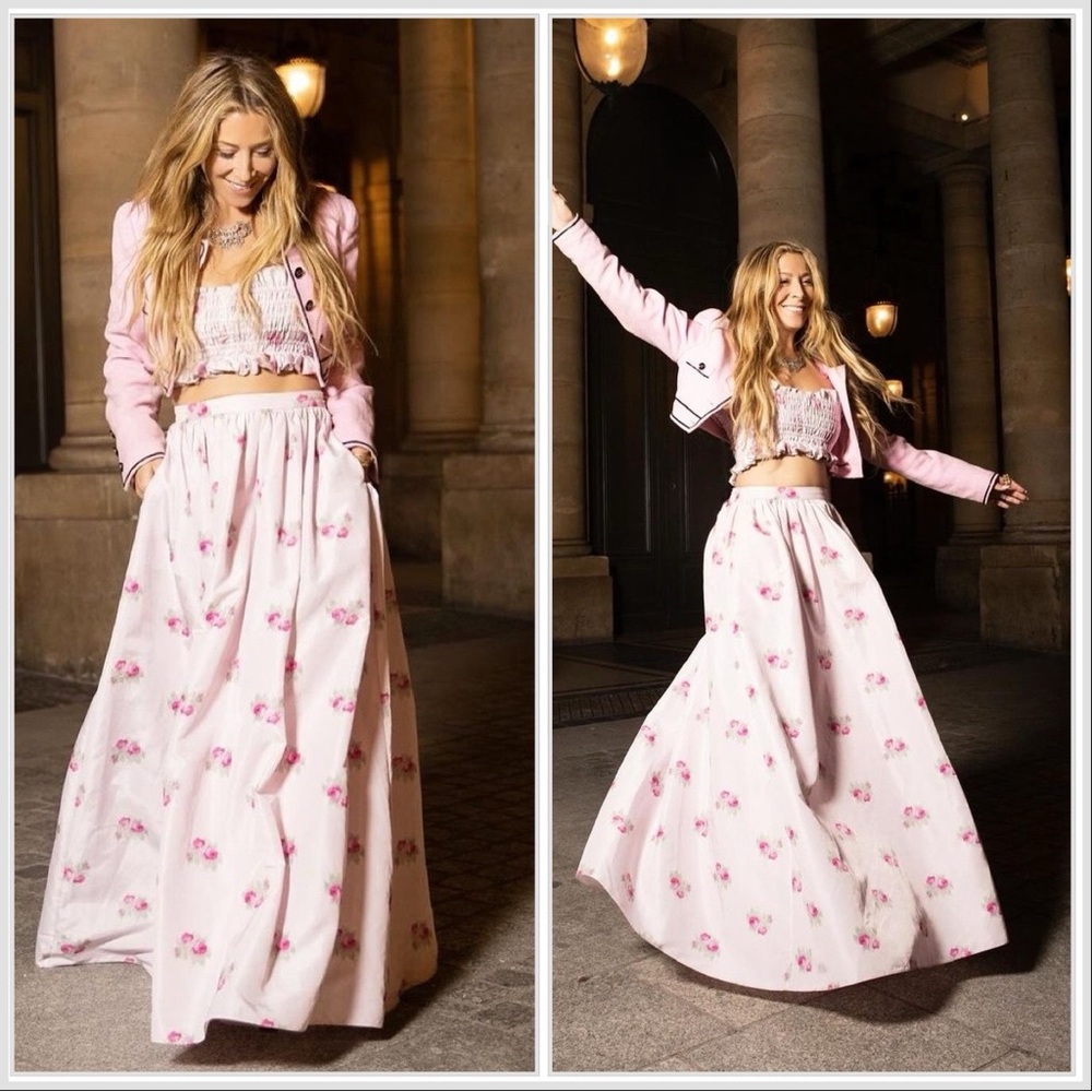 LoveShackFancy Berry Moment Minita Maxi Skirt and Corbin Taffeta Top Set